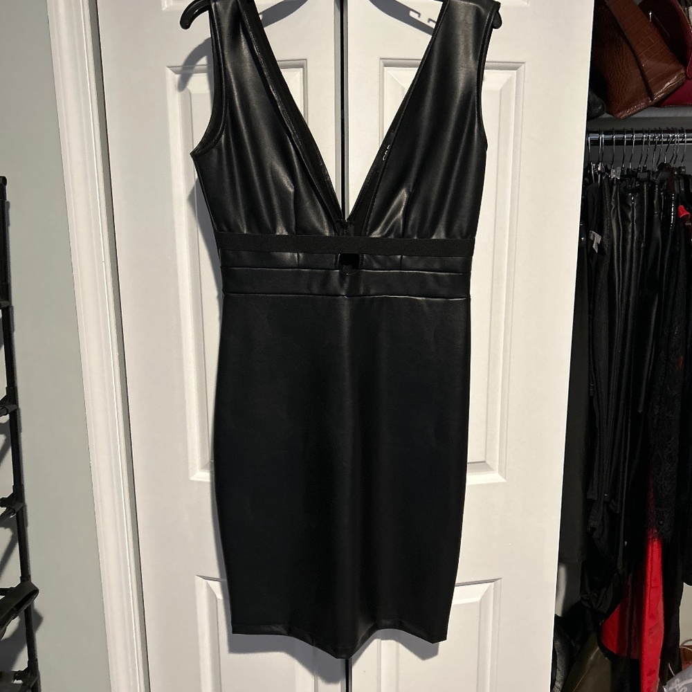 learther look short dress